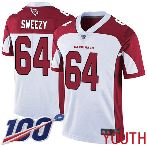 Arizona Cardinals Limited White Youth J.R. Sweezy Road Jersey NFL Football 64 100th Season Vapor Untouchable